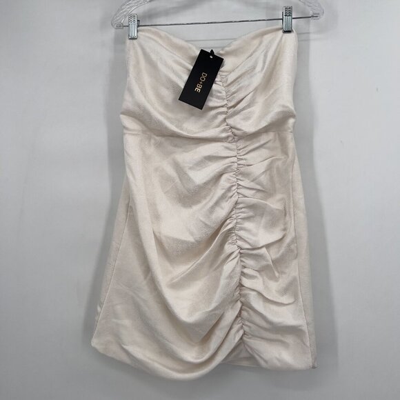 DO+BE Strapless Ruched Mini Dress Women’s L Ivory NWT - Picture 2 of 12